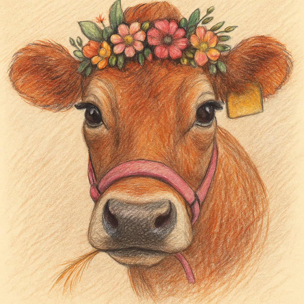 June, the Irish Acres cow who introduces the About page